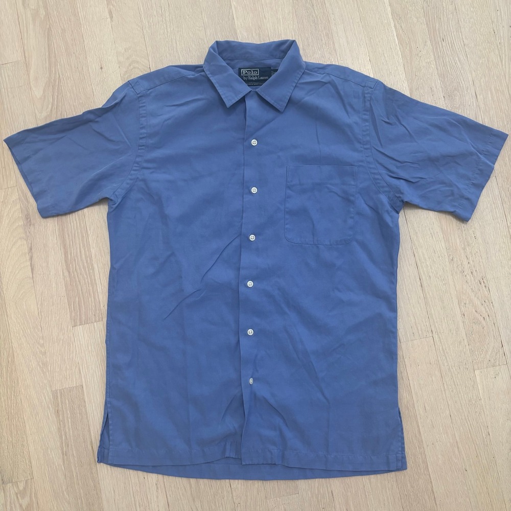 Polo Ralph Lauren Caldwell Shirt Mens Small Blue Silk Loop Collar Excellent